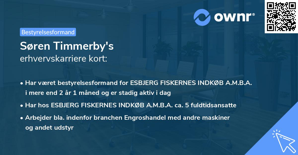Søren Timmerby's erhvervskarriere kort