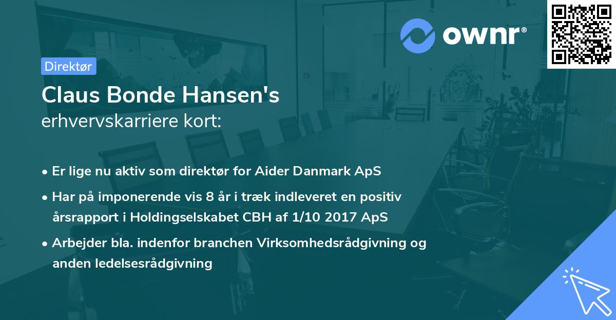 Claus Bonde Hansen's erhvervskarriere kort
