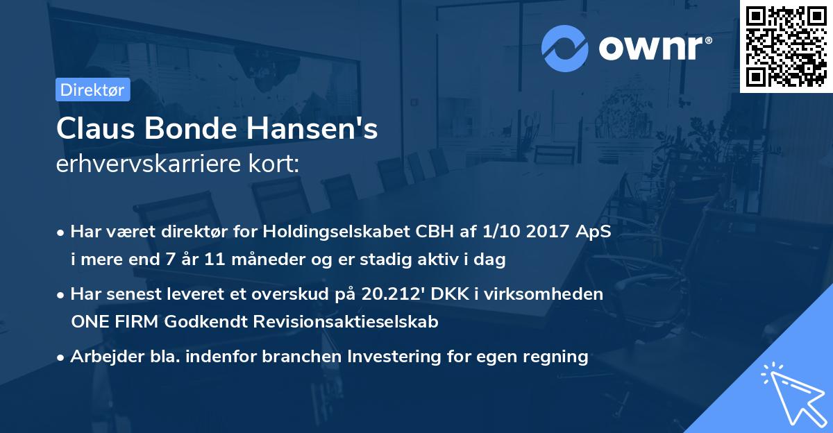 Claus Bonde Hansen's erhvervskarriere kort