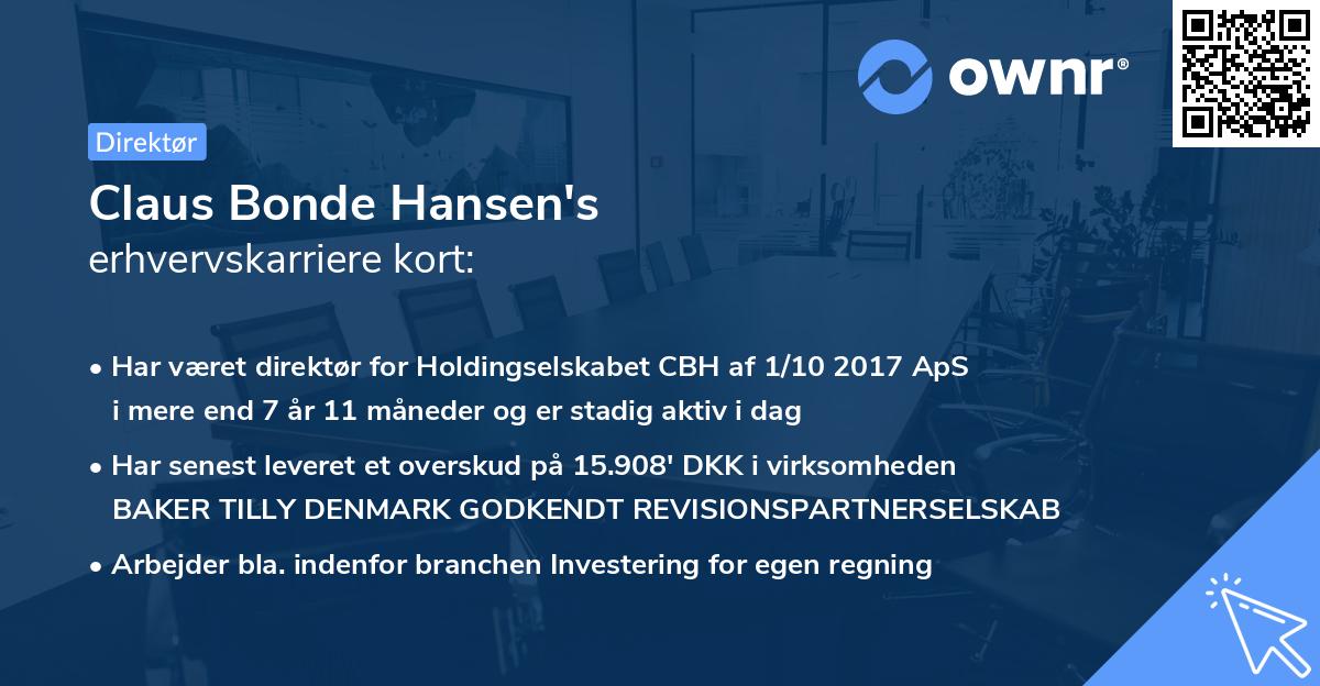 Claus Bonde Hansen's erhvervskarriere kort