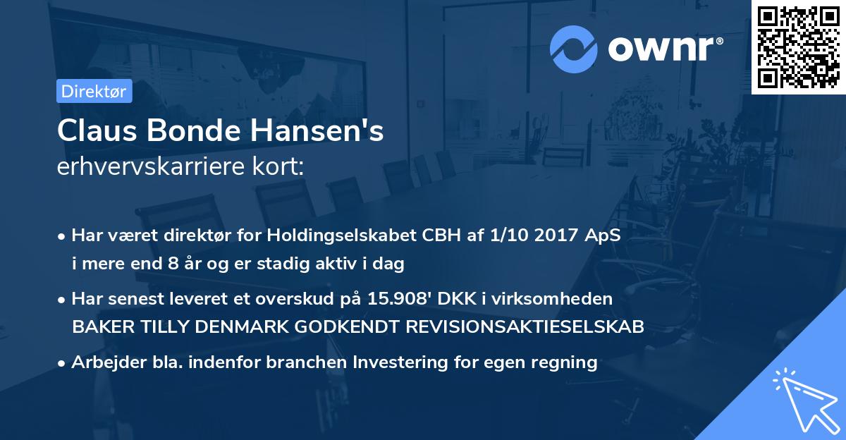 Claus Bonde Hansen's erhvervskarriere kort
