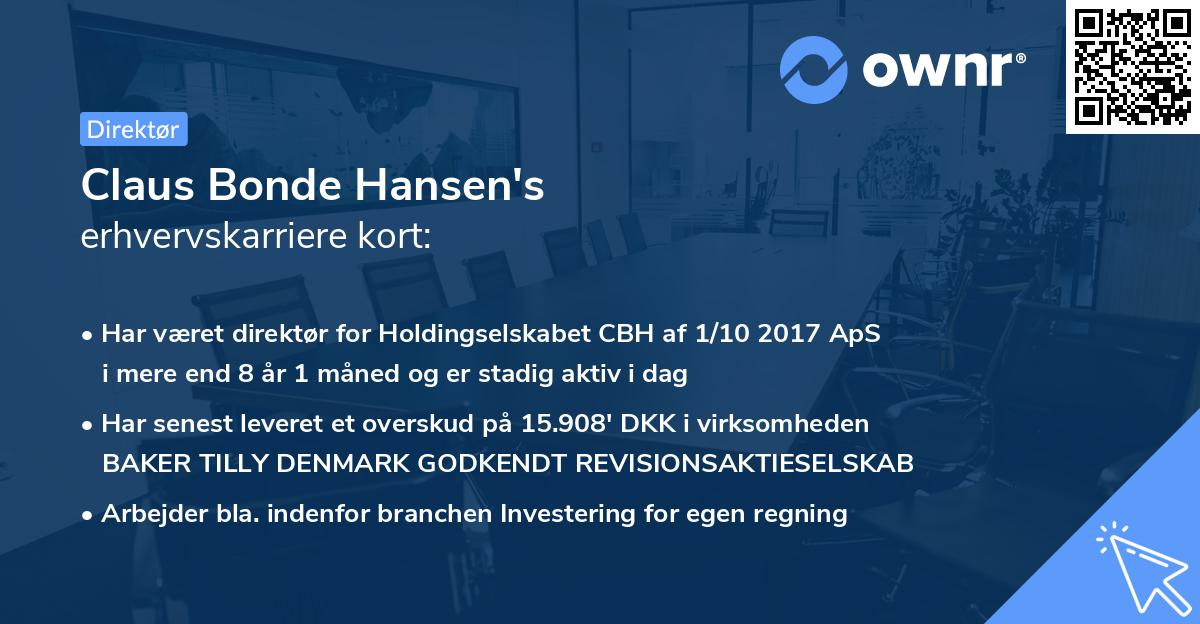 Claus Bonde Hansen's erhvervskarriere kort