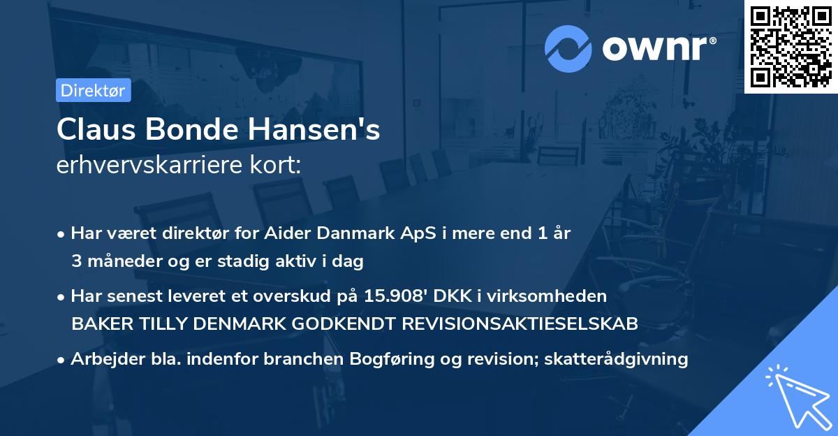 Claus Bonde Hansen's erhvervskarriere kort