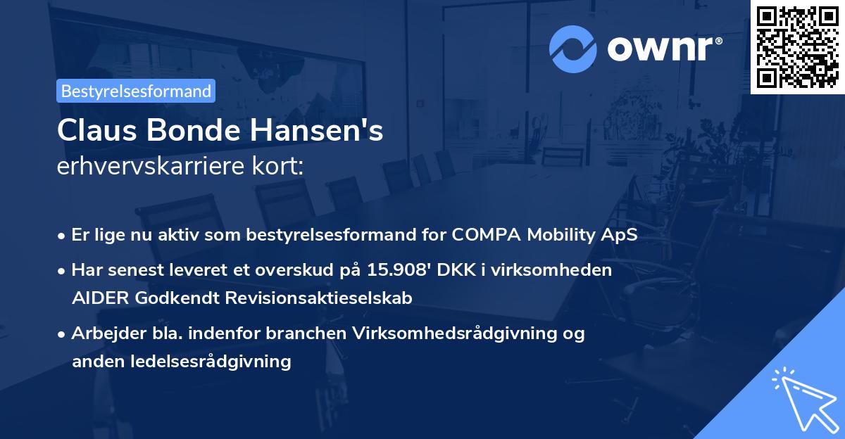 Claus Bonde Hansen's erhvervskarriere kort