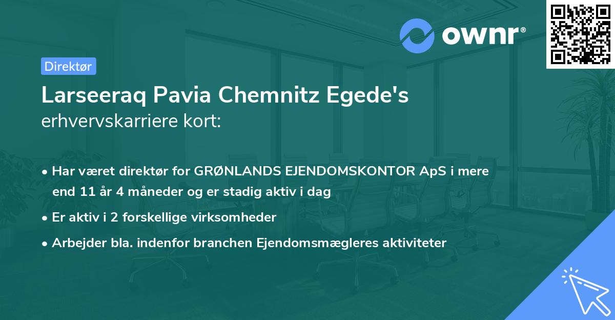 Larseeraq Pavia Chemnitz Egede's erhvervskarriere kort