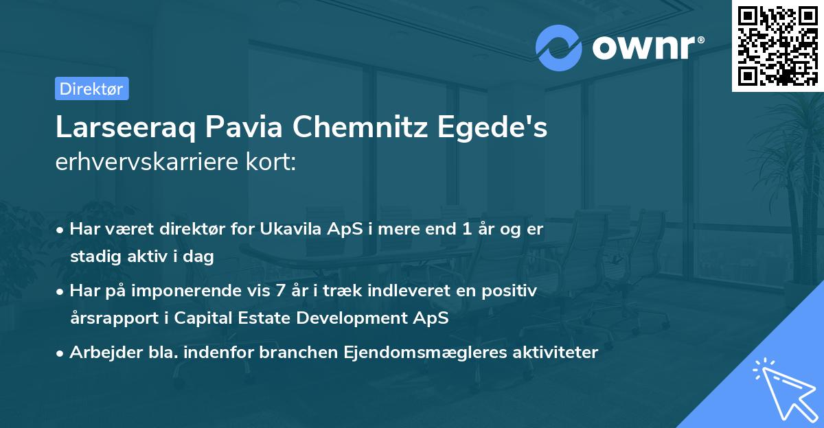 Larseeraq Pavia Chemnitz Egede's erhvervskarriere kort