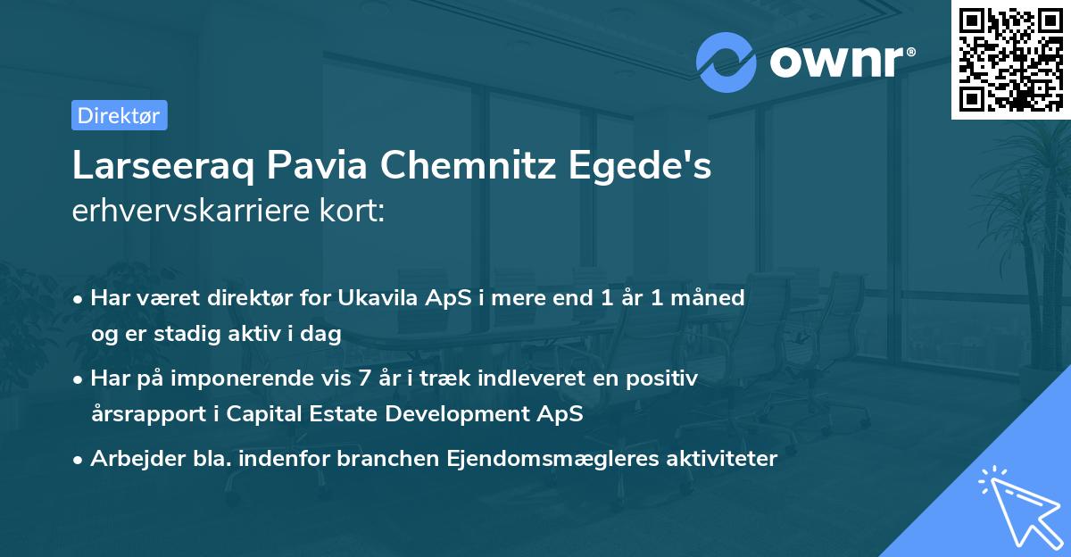 Larseeraq Pavia Chemnitz Egede's erhvervskarriere kort