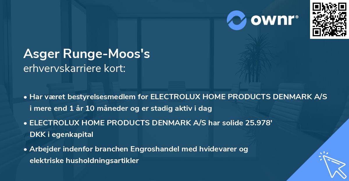 Asger Runge-Moos's erhvervskarriere kort