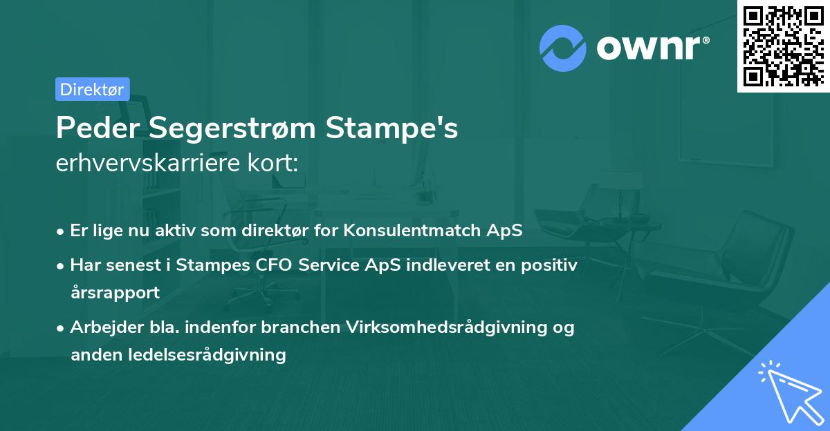 Peder Segerstrøm Stampe's erhvervskarriere kort