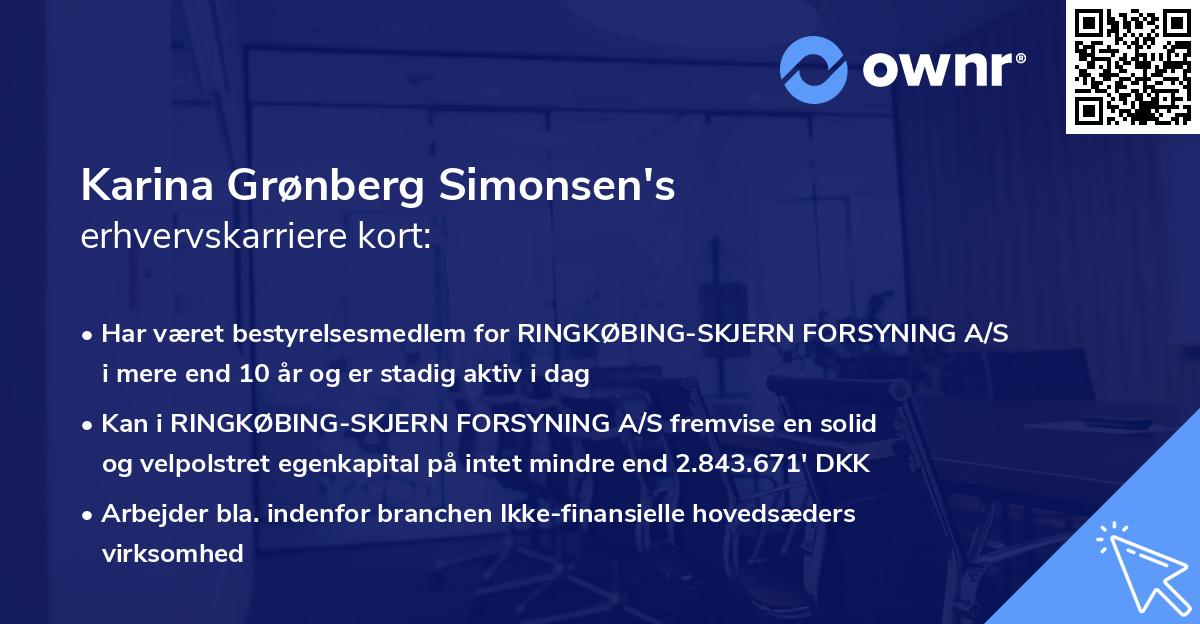 Karina Grønberg Simonsen's erhvervskarriere kort