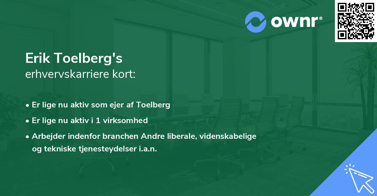 Erik Toelberg's erhvervskarriere kort