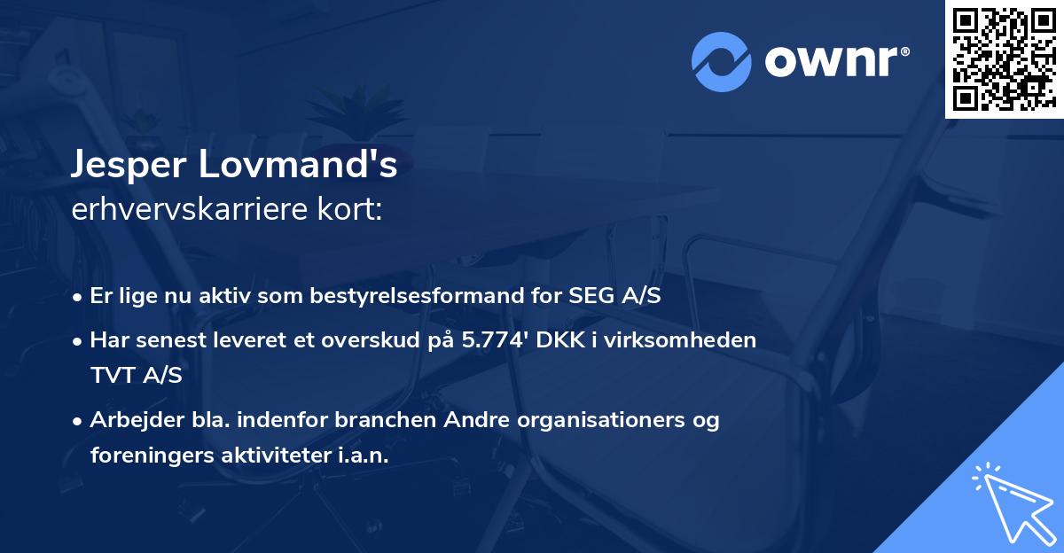Jesper Lovmand's erhvervskarriere kort