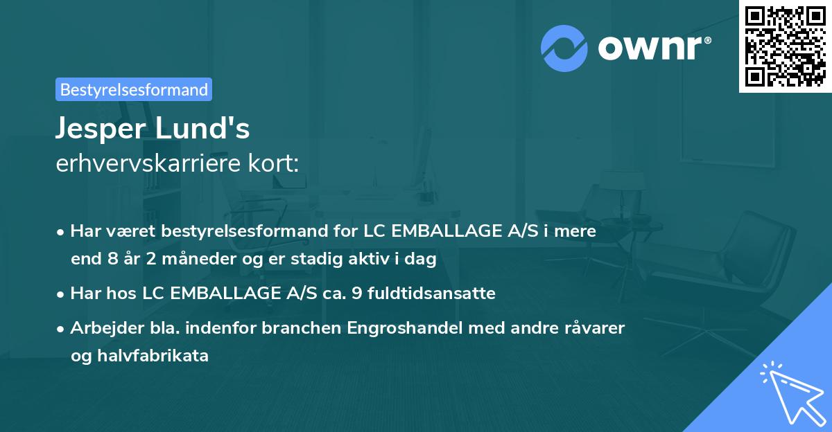 Jesper Lund's erhvervskarriere kort
