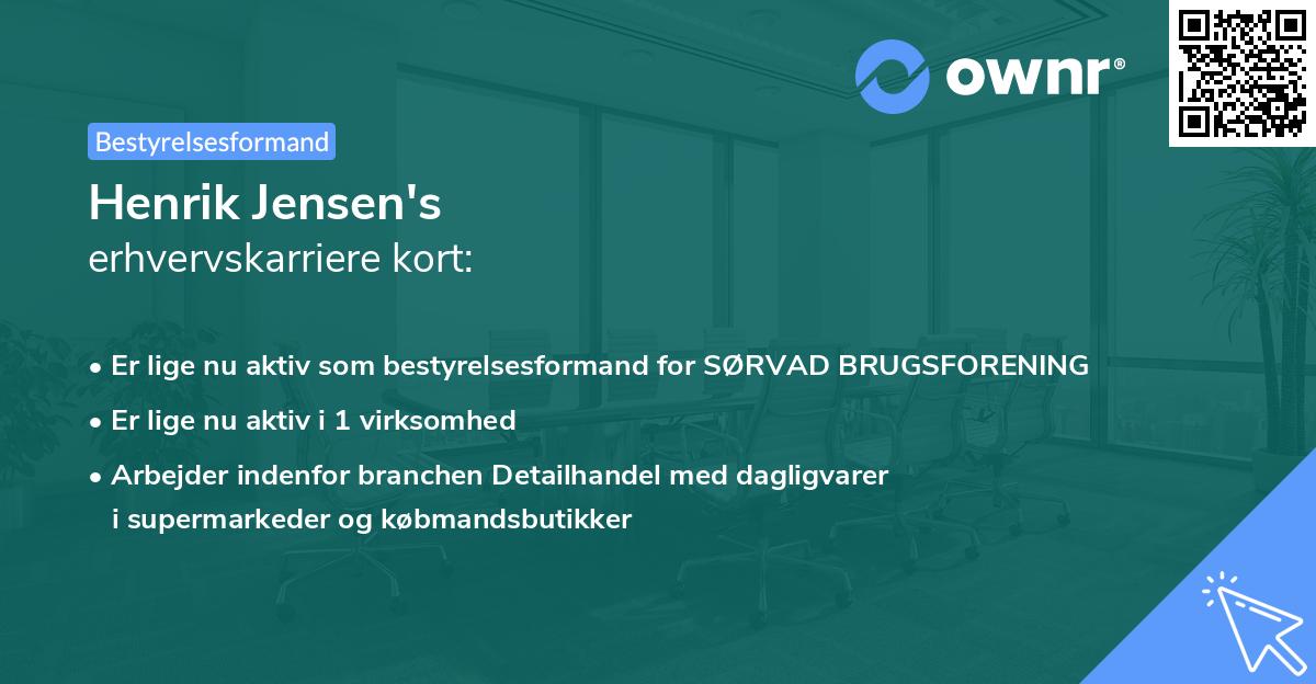 Henrik Jensen's erhvervskarriere kort