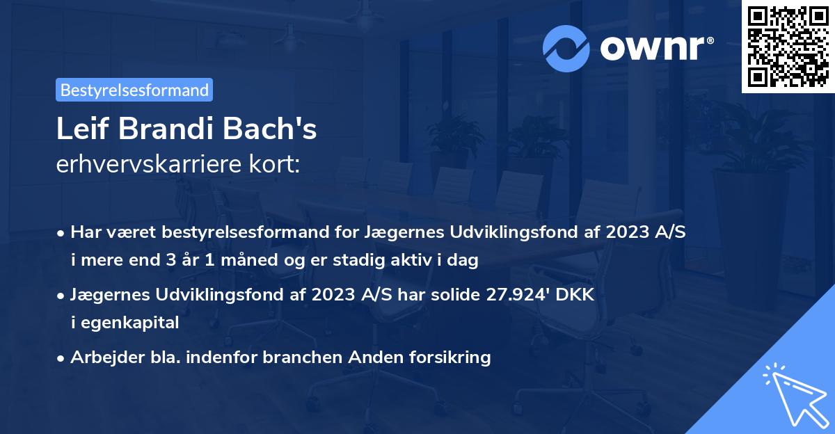 Leif Brandi Bach's erhvervskarriere kort