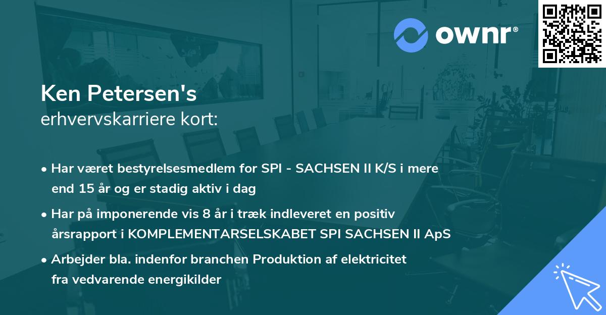 Ken Petersen's erhvervskarriere kort