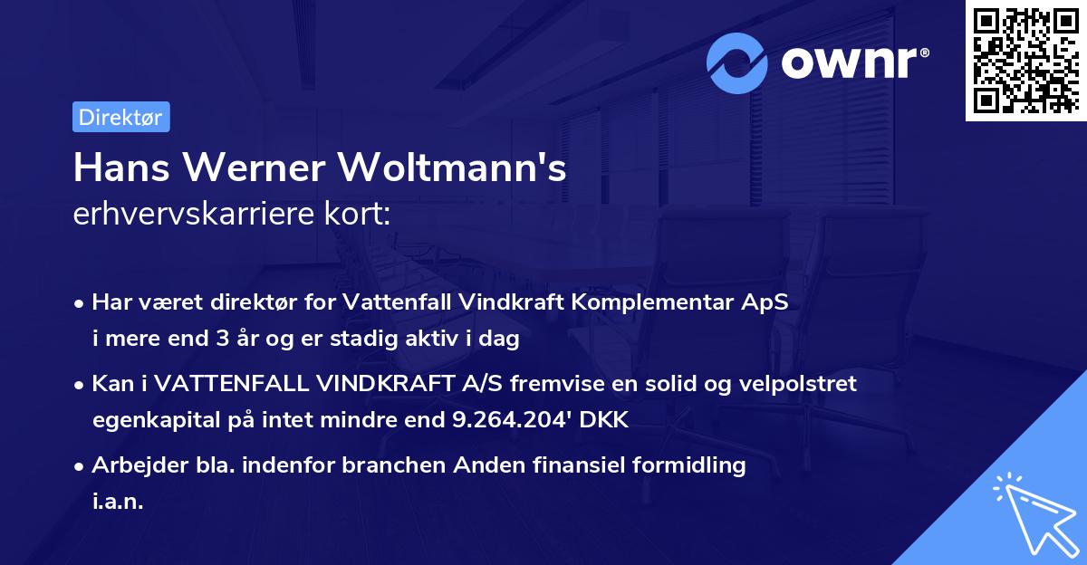 Hans Werner Woltmann's erhvervskarriere kort