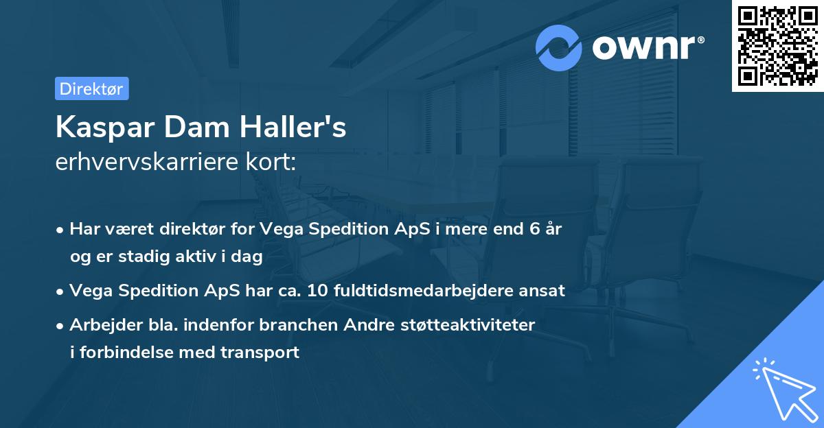 Kaspar Dam Haller's erhvervskarriere kort