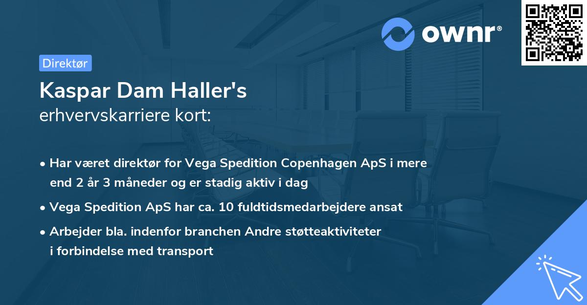 Kaspar Dam Haller's erhvervskarriere kort