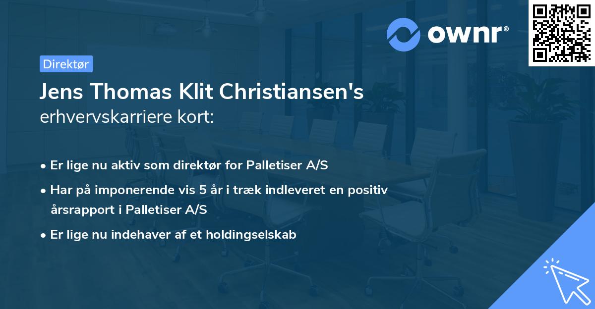 Jens Thomas Klit Christiansen's erhvervskarriere kort