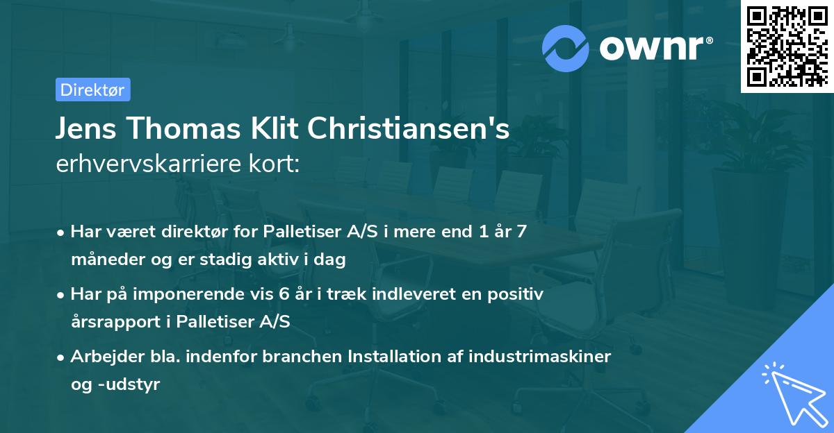 Jens Thomas Klit Christiansen's erhvervskarriere kort