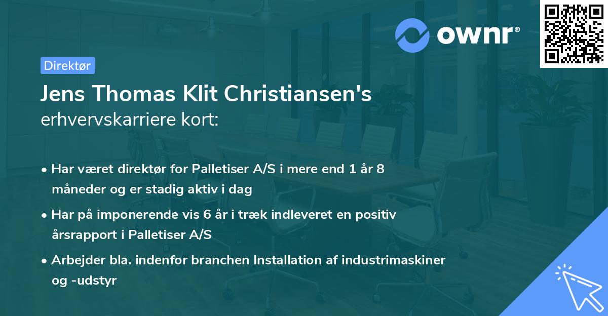 Jens Thomas Klit Christiansen's erhvervskarriere kort