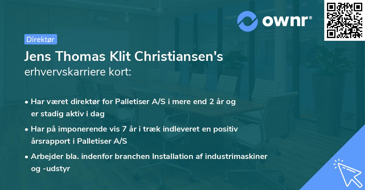 Jens Thomas Klit Christiansen's erhvervskarriere kort