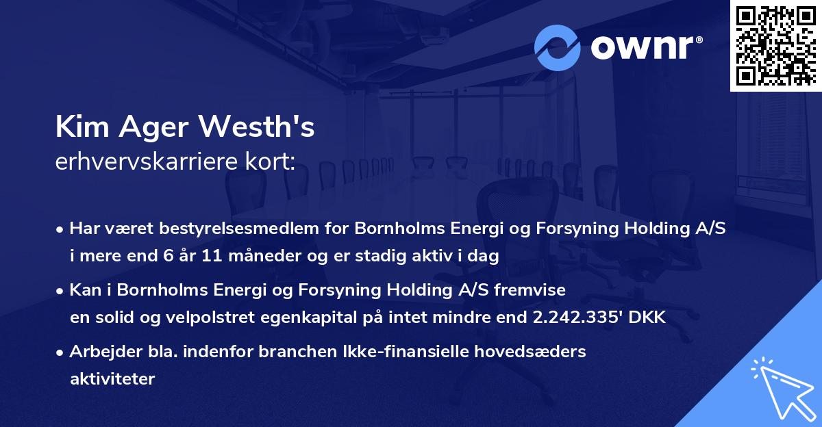 Kim Ager Westh's erhvervskarriere kort