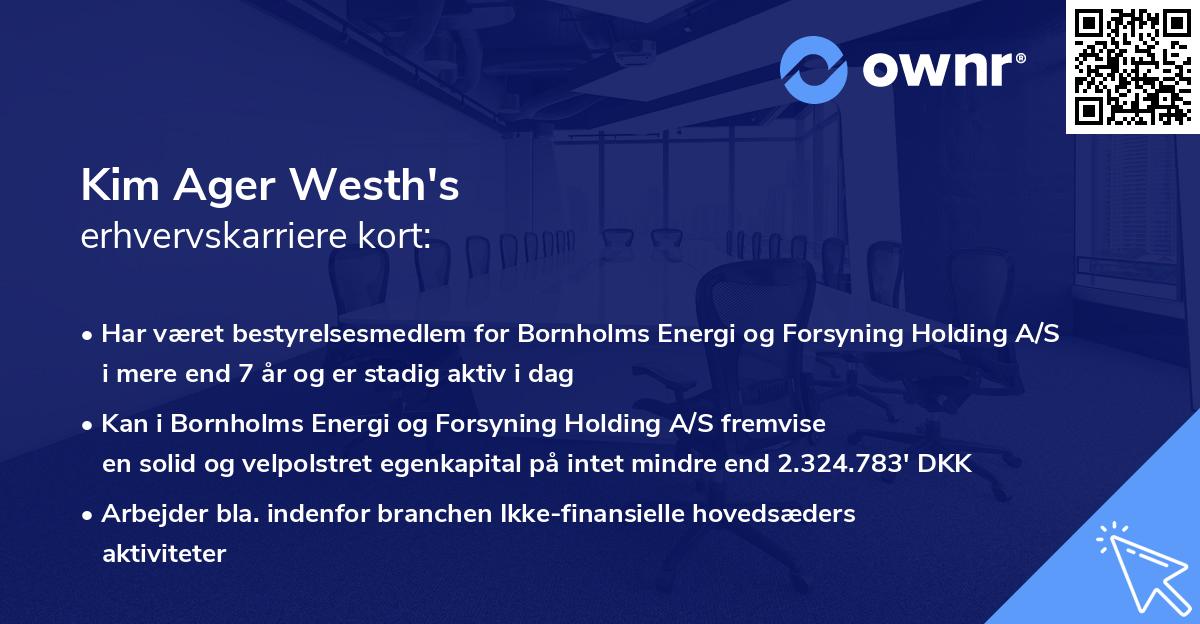 Kim Ager Westh's erhvervskarriere kort