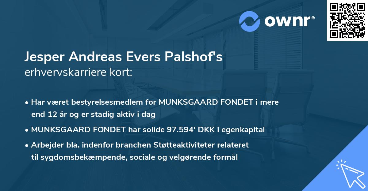 Jesper Andreas Evers Palshof's erhvervskarriere kort