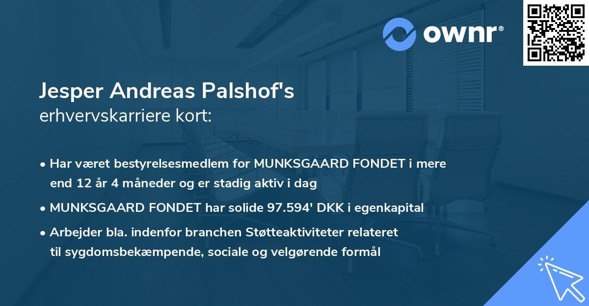 Jesper Andreas Palshof's erhvervskarriere kort