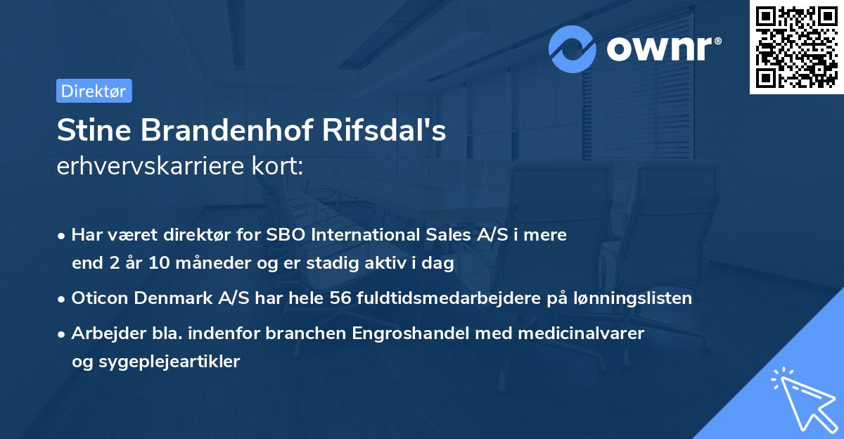 Stine Brandenhof Rifsdal's erhvervskarriere kort