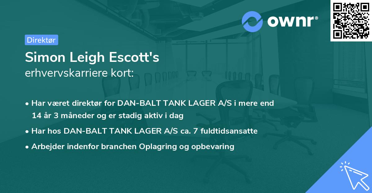 Simon Leigh Escott's erhvervskarriere kort