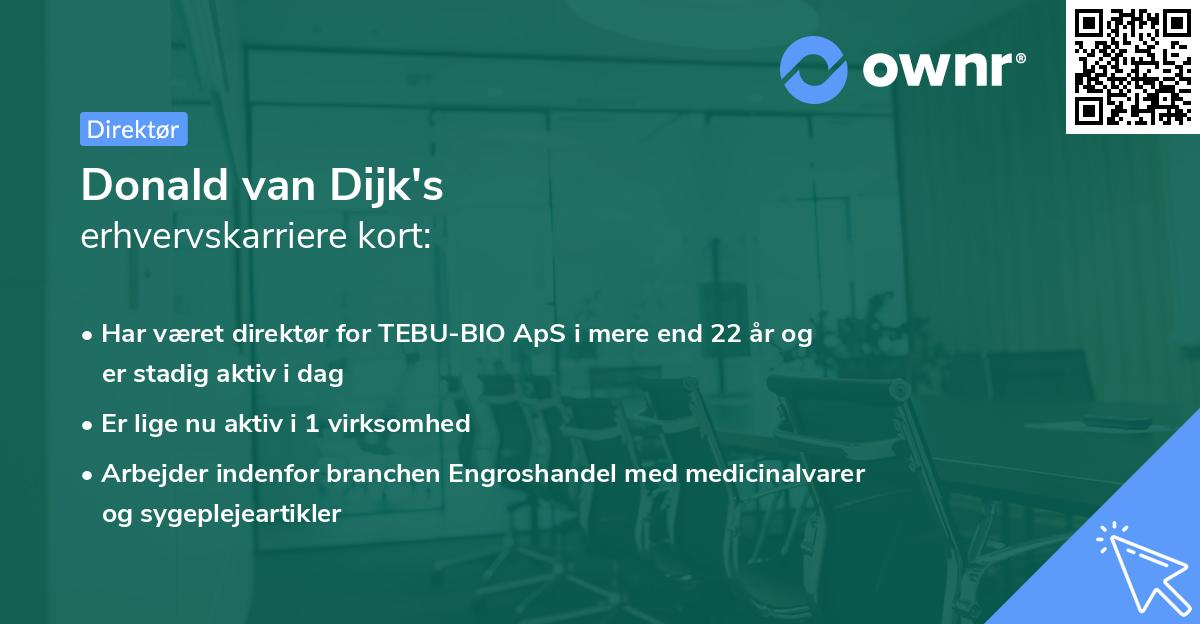 Donald van Dijk's erhvervskarriere kort