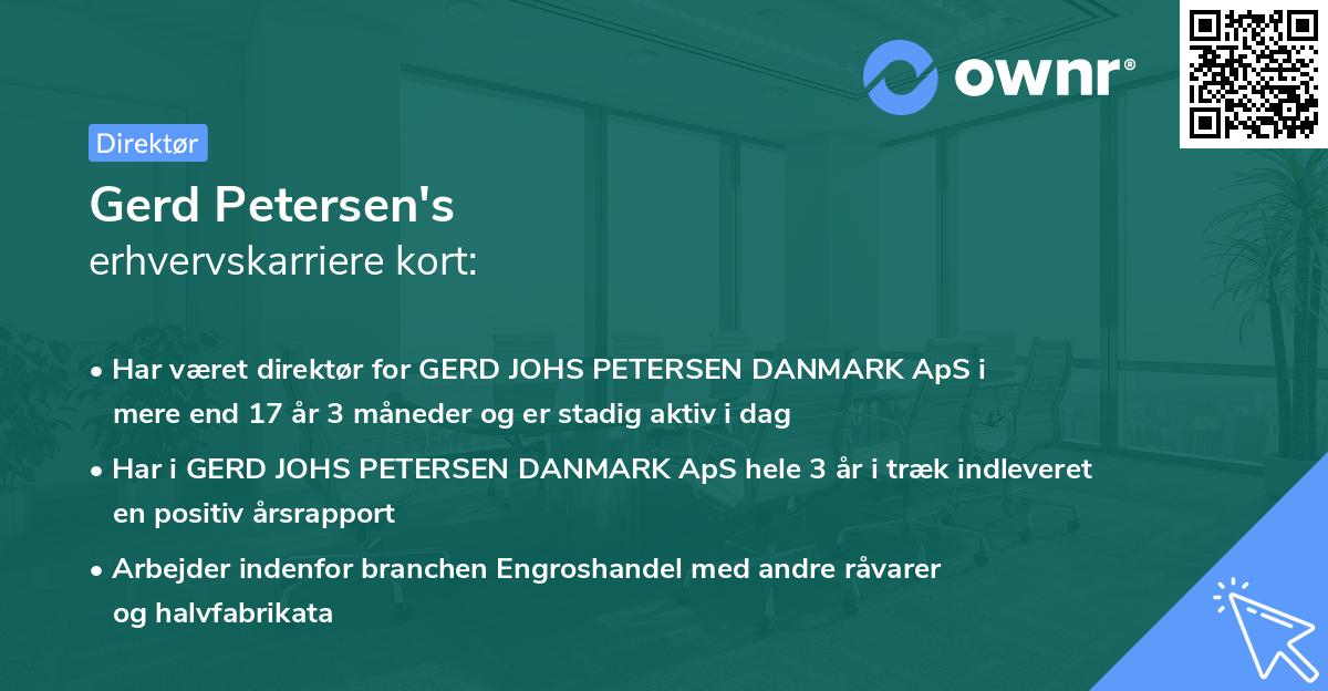 Gerd Petersen's erhvervskarriere kort