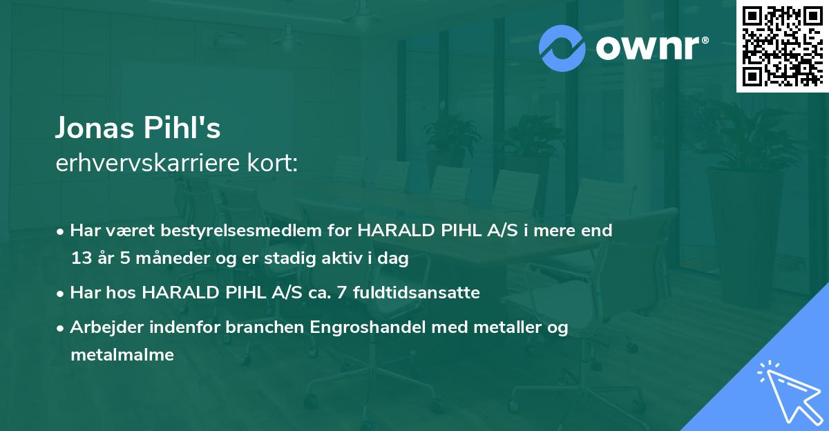 Jonas Pihl's erhvervskarriere kort