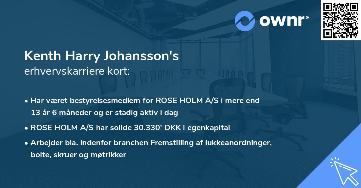 Kenth Harry Johansson's erhvervskarriere kort