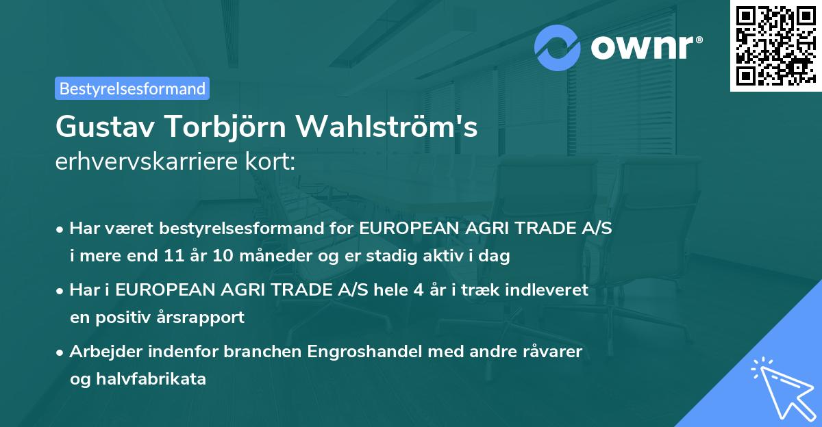Gustav Torbjörn Wahlström's erhvervskarriere kort