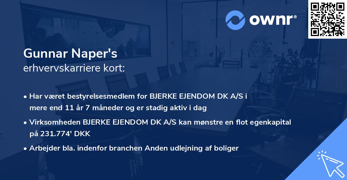 Gunnar Naper's erhvervskarriere kort