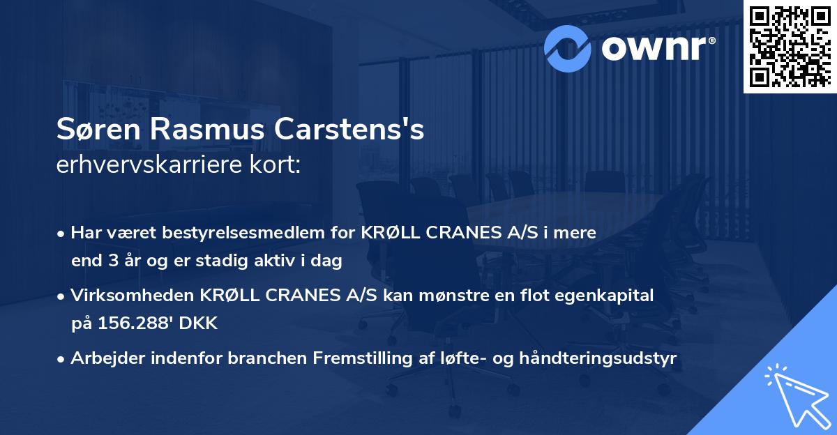 Søren Rasmus Carstens's erhvervskarriere kort