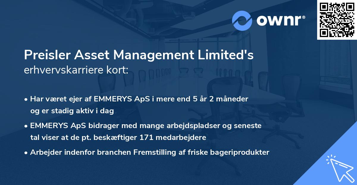 Preisler Asset Management Limited's erhvervskarriere kort