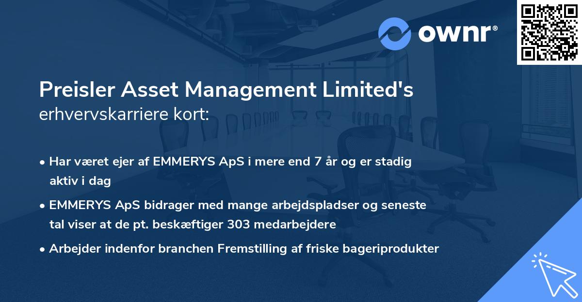 Preisler Asset Management Limited's erhvervskarriere kort