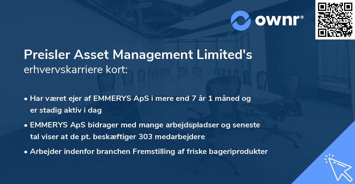 Preisler Asset Management Limited's erhvervskarriere kort