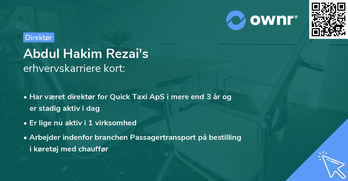 Abdul Hakim Rezai's erhvervskarriere kort