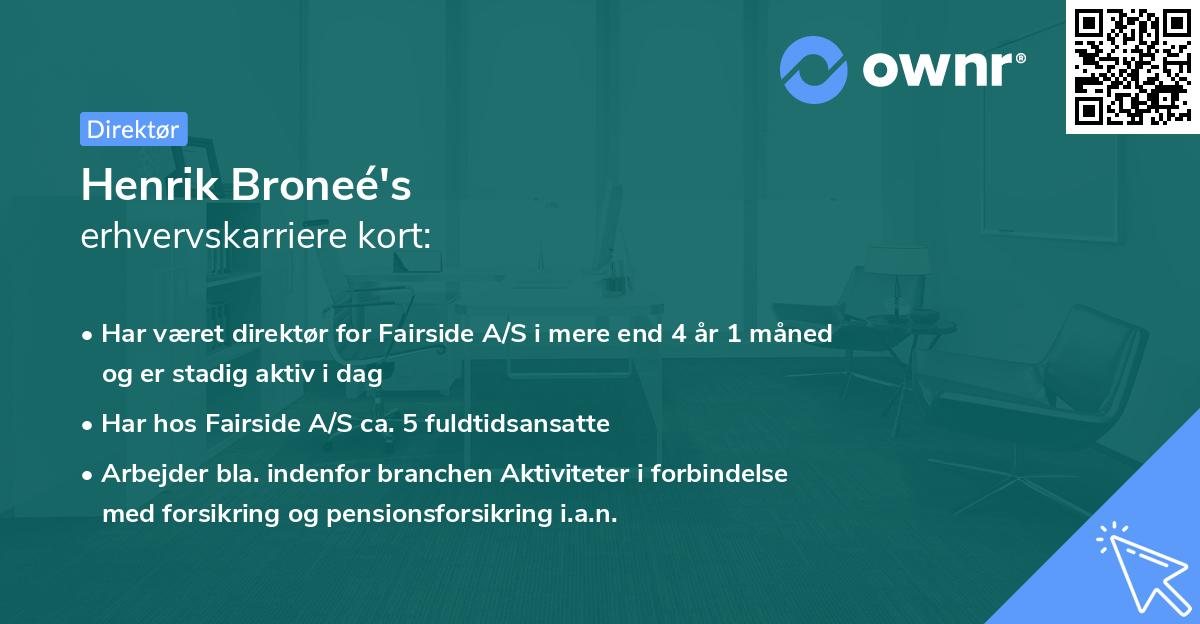 Henrik Broneé's erhvervskarriere kort