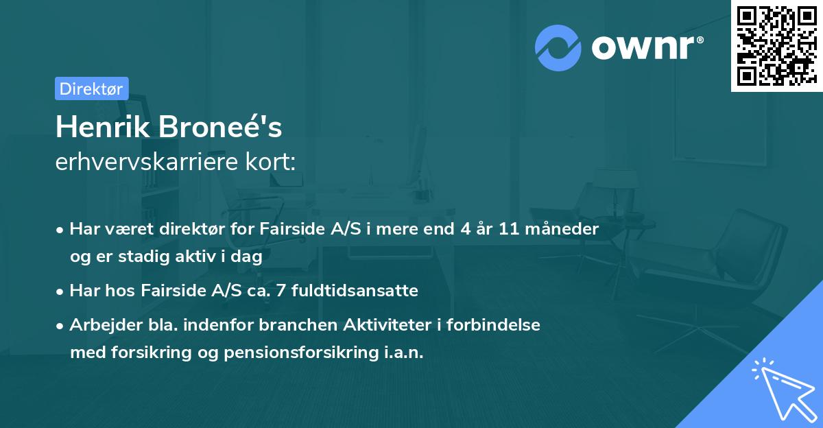 Henrik Broneé's erhvervskarriere kort