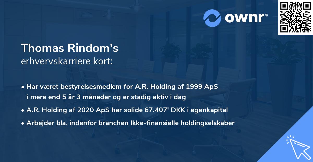 Thomas Rindom's erhvervskarriere kort