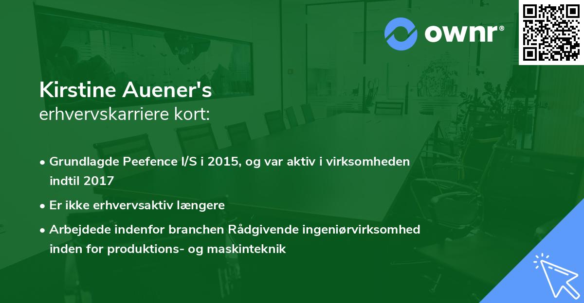 Kirstine Auener's erhvervskarriere kort