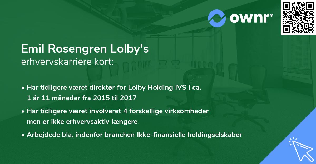 Emil Rosengren Lolby's erhvervskarriere kort