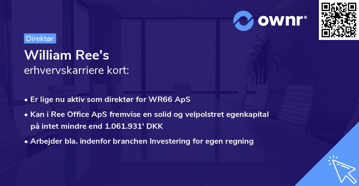 William Ree's erhvervskarriere kort